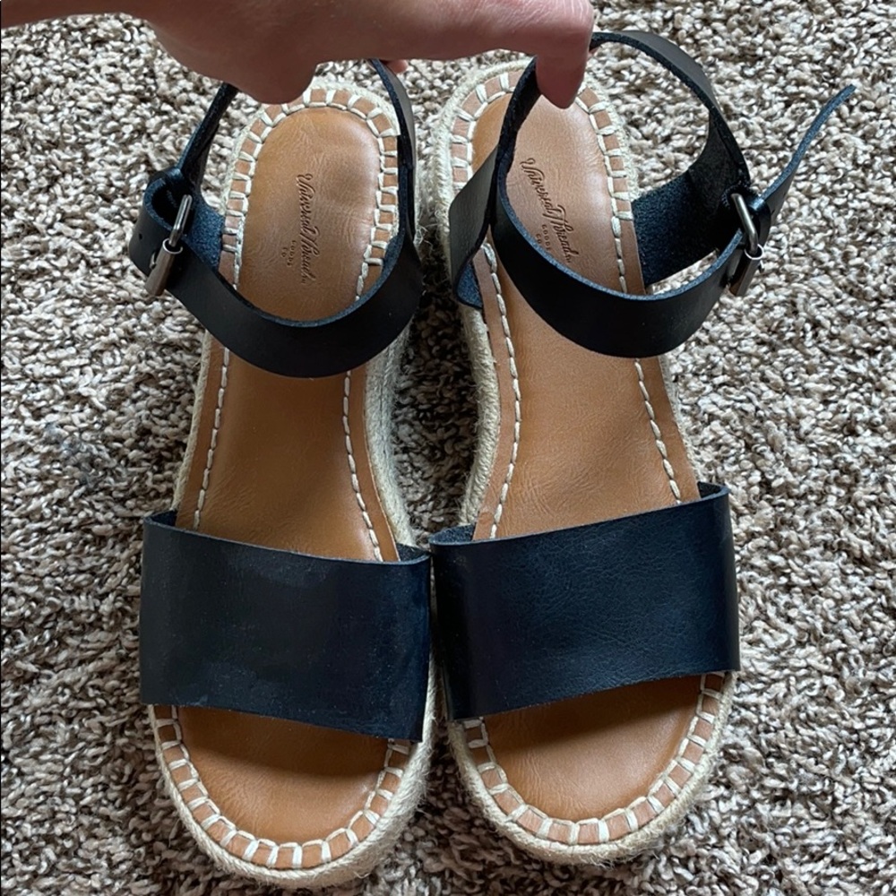 Black Espadrille Wedge Sandals 8.5